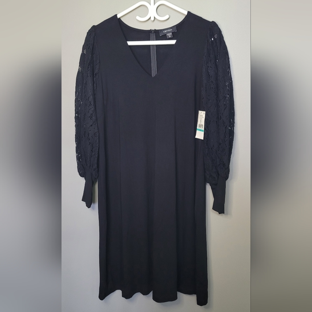 Karen Kane Black Lace Sleeve Dress NWT 0X - Picture 2 of 8